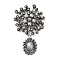 Zinc Alloy Rhinestone Pendants, with Plastic Beaded, Flower Charms, Antique Silver, 72~72.5x43~44x9.5~10mm, Hole: 5.5x3mm