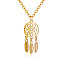 201 Stainless Steel Pendants Necklaces, Flower & Feather, Golden, 16.3 inch(40cm)