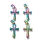 Ion Plating(IP) 304 Stainless Steel Pendants, Laser Cut, Ankh Cross, Rainbow Color, 30x16x2mm, Hole: 4x7mm