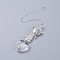 Crystals Chandelier Suncatchers Prisms, Heart Glass Hanging Pendant, with Crystal Rhinestone, Angel Iron Links and Cable Chain, Faceted, Platinum, 375x2mm