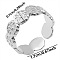 Geometric Flower Pattern 304 Stainless Steel Open Cuff Ring for Unisex, Stainless Steel Color