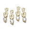 Rack Plating Alloy Pendants, with Glass, Cadmium Free & Lead Free, Light Gold, 30x9x4mm, Hole: 3mm