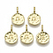 Alloy Pendants, Cadmium Free & Nickel Free & Lead Free, Flat Round with Letter, Real 18K Gold Plated, Letter.G, 17x11.5x1.5mm, Hole: 2.5mm