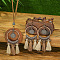 Bohemian Alloy & Wood Pendant Necklaces & Tassel Dangle Earrings Sets, Red Copper, Ring, 88x35mm & 400mm