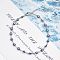 Christmas Brass Evil Eye Enamel Link Chain Anklets for Women, Platinum, Midnight Blue, 8-1/4 inch(210mm)