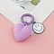 Love Heart Alloy Pendant Keychains with Smiling Face Charms, for Couple Bags Jewelry Accessories, Lilac, 3.5x3.2cm