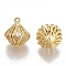 Brass Pendants, Hollow, Bicone, Nickel Free, Real 18K Gold Plated, 19x15mm, Hole: 1.4mm