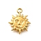 304 Stainless Steel Pendants, Sun Charm, Ion Plating(IP), Golden, 18x15x2.5mm, Hole: 2mm