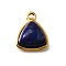Natural Lapis Lazuli Triangle Charms, 304 Stainless Steel Charms, Real 18K Gold Plated, 15x12x6mm, Hole: 1.5mm