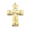 304 Stainless Steel Pendants, Cross Charm, Ion Plating(IP), Golden, 47x30x1.5mm, Hole: 3mm