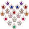 UV Plating ABS Plastic Pendants, with Acrylic Rhinestone, Faceted, Crown, Light Gold, Mixed Color, 19x19x7mm, Hole: 2mm, 100pcs/box