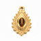 304 Stainless Steel Pendants, with Tiger Eye, Teardrop, Sienna, 22x14x5mm, Hole: 1.6mm
