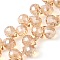 Electroplate Glass Beads Strands, Teardrop, Sandy Brown, 10~11x8mm, Hole: 1mm, about 93pcs/strand, 62cm