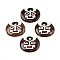 Handmade Porcelain Big Pendants, Oval with Face, Fancy Antique Glazed Porcelain, Coconut Brown, 42~43x51x11~12mm, Hole: 6~6.5mm