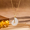 Bohemian Golden Tone Brass Enamel Conch Pendant Necklaces, White, 17.32 inch(44cm)