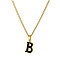 304 Stainless Steel Black Enamel Initial Pendant Twisted Chain Necklaces, Golden, Letter B, 15.75 inch(40cm)