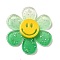 Gradient Color Transparent Acrylic Pendants, with Sequins, Sunflower with Smiling Face Charm, Medium Sea Green, 30x27x4mm, Hole: 1.6mm