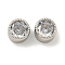 Brass Micro Pave Clear Cubic Zirconia European Beads, Large Hole Beads, Flat Round, Cadmium Free & Nickel Free & Lead Free, Platinum, 6x4mm, Hole: 1mm