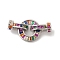 Brass Fold Over Clasps, Cadmium Free & Nickel Free & Lead Free, with Glass, Real Platinum Plated, 29mm, Hole: 5.5mm
