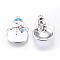Alloy Enamel Pendants, Cadmium Free & Lead Free, Christmas Snowman, White, Platinum, about 25mm long, 17mm wide, 5mm thick, hole: 2mm