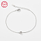 Anti-Tarnish Rhodium Plated 925 Sterling Silver Letter Cubic Zirconia Link Bracelets, Cable Chains Bracelets for Women, Letter C, 6-1/4 inch(16cm)