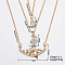 3Pcs Elegant Brass Crystal Rhinestone Dolphin & Teardrop Pendant Necklace Sets for Women, Golden, 15.75 inch(400mm)