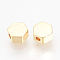 Brass Spacer Beads, Nickel Free, Hexagon, Real 18K Gold Plated, 6x7x3mm, Hole: 1.5mm
