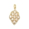 Brass Micro Pave Clear Cubic Zirconia Pendants, with Glass, Leaf, Real 18K Gold Plated, Clear, 33.5mm, Hole: 4.5x1.5mm