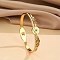 Resin Eye Hinged Bangle with Rhinestone, 304 Stainless Steel Jewelry for Women, Golden, Inner Diameter: 2-3/8x2 inch(6.1x5cm)