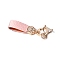 Zinc Alloy Keychain, with Rhinestone and PU Leather, Paw Print, Pink, 11x2.3cm