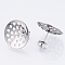 Non-Tarnish 304 Stainless Steel Stud Earring Findings, with Sieve Base, Ear Nuts/Earring Backs, Stainless Steel Color, 18mm, Hole: 1.5mm, Pin: 0.8mm