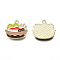 Alloy Enamel Pendants, Cadmium Free & Lead Free, Light Gold, Hotpot, Yellow Green, 18x19x1.5mm, Hole: 1.5mm