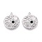 304 Stainless Steel Pendants, with Rhinestone, Ocean Theme, Stainless Steel Color, 23x20x2.5mm, Hole: 1.8mm