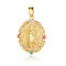 Brass Micro Pave Random Mixed Color Cubic Zirconia Pendants, Cadmium Free & Nickel Free & Lead Free, Oval with Virgin Mary Charms, Real 18K Gold Plated, 26x19x2.7mm
