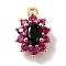 Eco-Friendly Brass Micro Pave Cubic Zirconia Charms, Cadmium Free & Lead Free, Real 18K Gold Plated, Flower, Pink, 11.5x7.5x4mm, Hole: 1mm