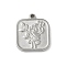 304 Stainless Steel Pendants, Square with Flower, Stainless Steel Color, 21x18x2.5mm, Hole: 1.8mm