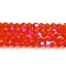 Transparent Electroplate Glass Beads Strands, AB Color Plated, Faceted, Bicone, Red, 2.9~3.3mm, about 135~140pcs/strand, 38~40cm
