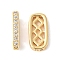 Brass Micro Pave Clear Cubic Zirconia Spacer Bars, Rectangle Shape, Rack Plating, Long-Lasting Plated, Nickel Free, Real 18K Gold Plated, 12x6x2mm, Hole: 1.2mm