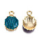 Alloy Enamel Pendants, Light Gold, Shell/Scallop, Dark Turquoise, 19.5x13x4.5mm, Hole: 2.5mm