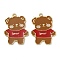 Alloy Enamel Pendants, Lead Free & Cadmium Free, Golden, Bear with Word Bear Charm, Camel, 32x23.5x1.5mm, Hole: 1.8mm