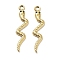 Ion Plating(IP) 304 Stainless Steel Pendants, with Emerald Rhinestone, Snake Charm, Real 18K Gold Plated, 39x8.5x2.5mm, Hole: 3mm