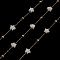 Star Natural Shell Link Chains, with 304 Stainless Steel Satellite Chains, Soldered, with Spool, Golden, Star: 6.5x6.5x3mm, about 32.81 Feet(10m)/Roll