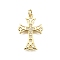 Brass Micro Pave Cubic Zirconia Pendants, Cross, Long-Lasting Plated, Lead Free & Cadmium Free, Rack Plating, with Jump Ring, Real 18K Gold Plated, 26.5x17.5x2mm, Hole: 3.5mm