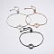 Adjustable Brass Micro Pave Cubic Zirconia Bolo Bracelets, Slider Bracelets, with Brass Box Chains, Ring, Mixed Color, 10-1/4 inch(260mm)