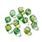 Transparent Glass Beads, Gradient Color, Walnut, Green, 12x13x12mm, Hole: 1.2mm