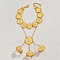 Bohemian Brass Finger Ring Bracelets, Flat Round, Clear, 8-5/8 inch(22cm)