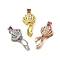 Rack Plating Brass Micro Pave Clear Cubic Zirconia Ice Pick Pinch Bails, Long-Lasting Plated, Lead Free & Cadmium Free, Crown, Mixed Color, 17.5x7.5x5.5mm, Hole: 4x2mm, Pin: 0.7mm