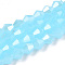 Imitation Jade Electroplate Glass Beads Strands, Pearl Luster Plated, Faceted, Bicone, Light Sky Blue, 6x6mm, Hole: 1.2mm, about 45~47pcs/strand, 9.65~9.84 inch(24.5~25cm)