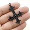 Zinc Alloy Pendants, Cross Charms, Black, 53x38mm