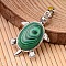 Tortoise Platinum Tone Brass Synthetic Malachite Pendants, 34x21x7mm, Hole: 5x7mm